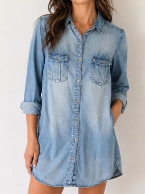H&M Light Blue Denim Shirt Dress